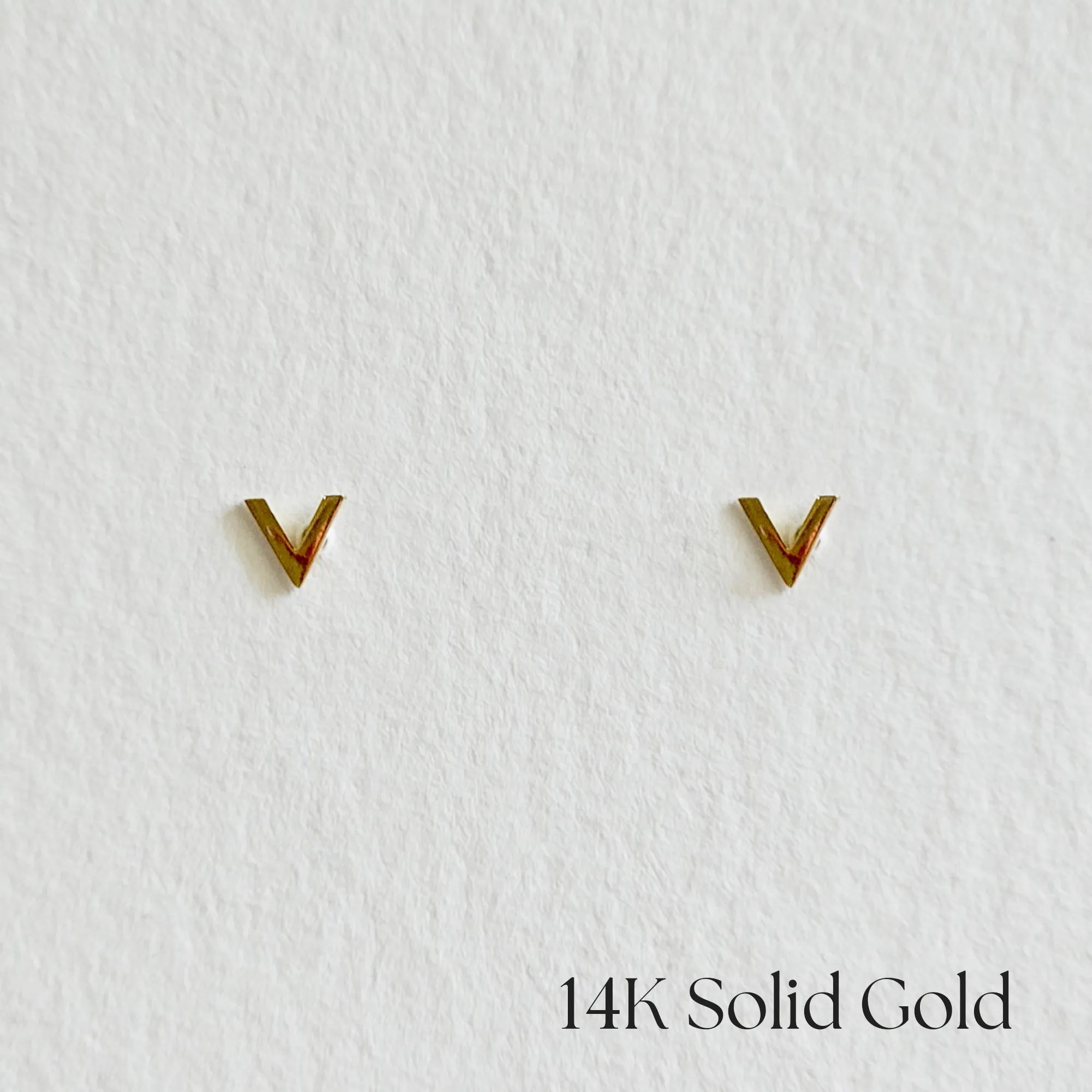 14K Petite V Studs