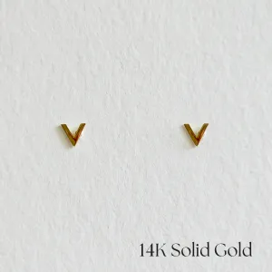14K Petite V Studs