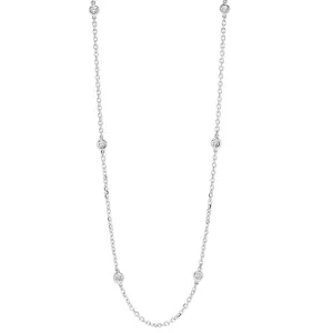 14K White Gold 1.5cttw Diamond Station Necklace 18"