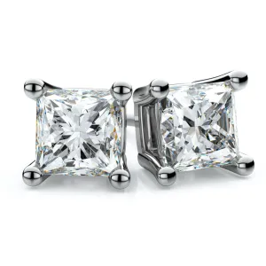 14k White Gold 4-prong Princess Diamond Stud Earrings (0.32 Ct. T.w., Vs1-vs2 Clarity, F-g Color)
