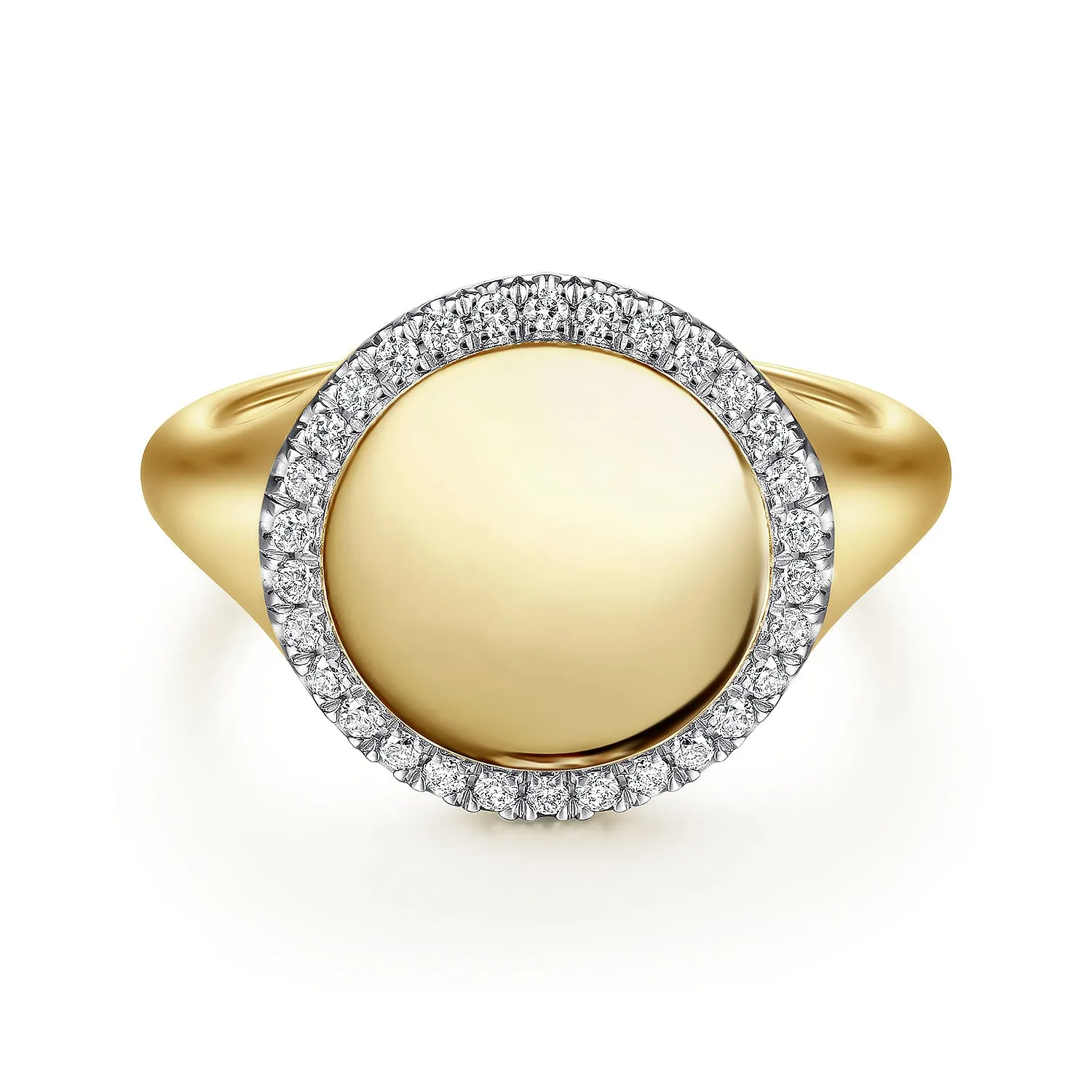14K Yellow Gold Pinky Signet Ring with Diamond Halo LR51521Y45JJ