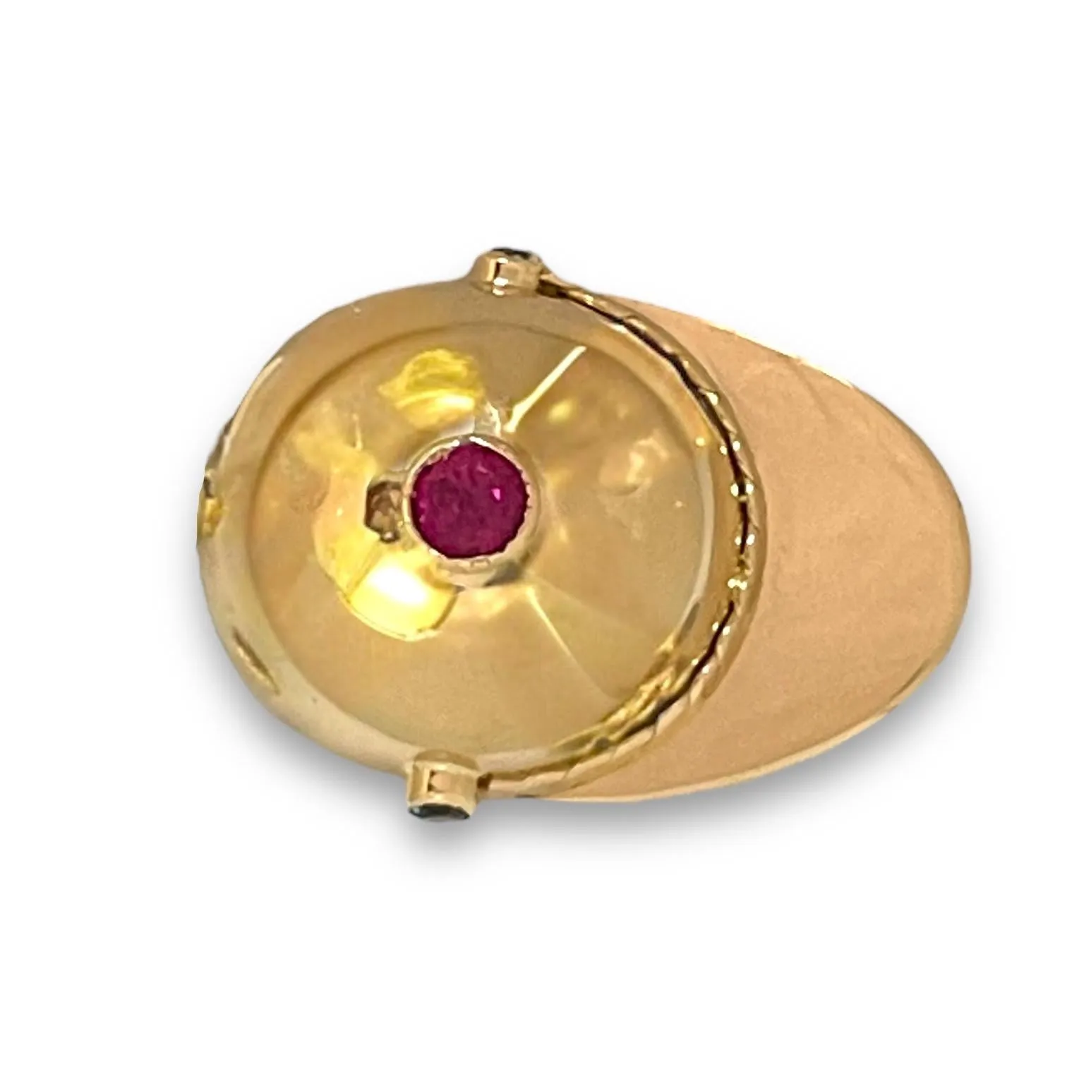 14K Yellow Gold Two-Tone Baseball Cap Charm with Gemstones