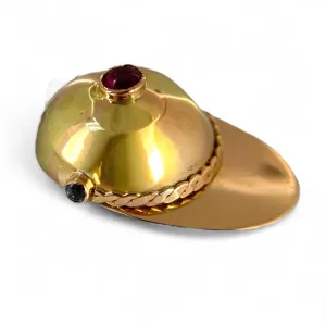 14K Yellow Gold Two-Tone Baseball Cap Charm with Gemstones