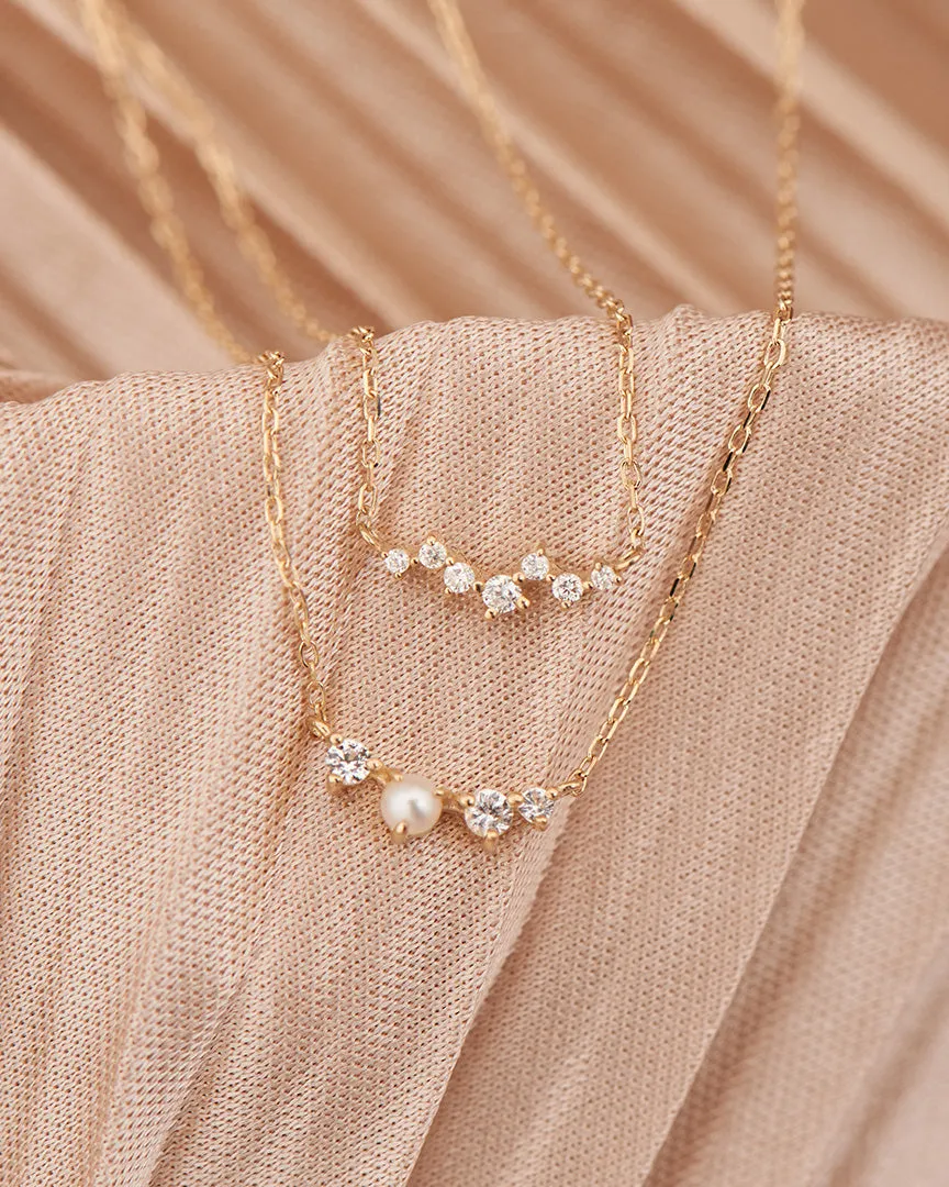 14kt Gold Pearl and White Sapphire Radiance Necklace