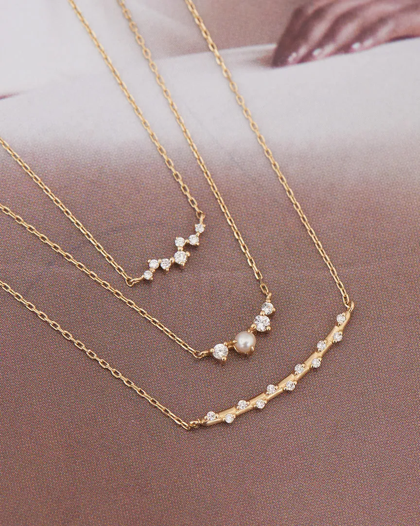 14kt Gold Pearl and White Sapphire Radiance Necklace