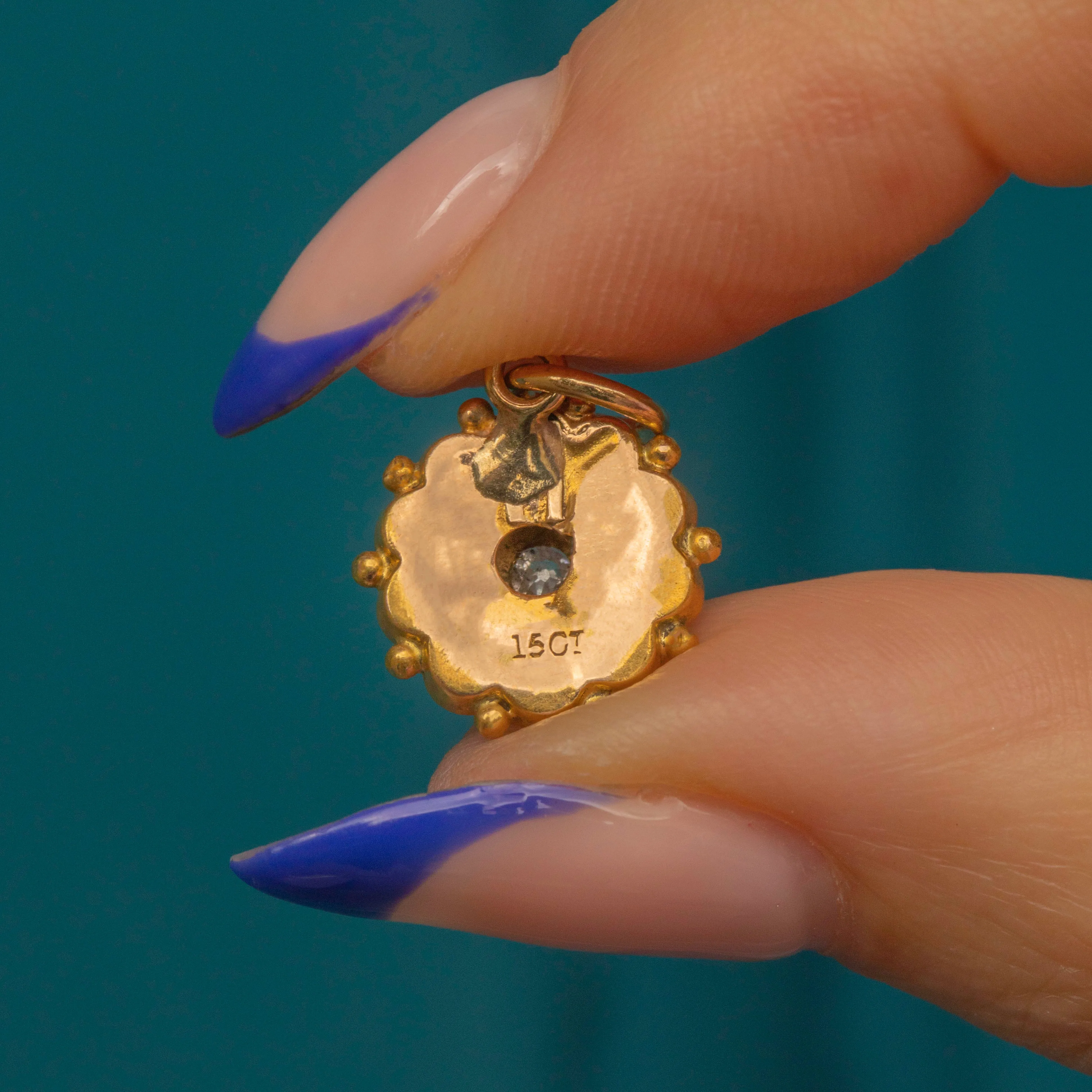 15ct Gold Etruscan Diamond Charm