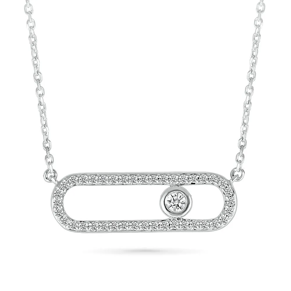 1/5ctw Diamond Paperclip White Gold Necklace