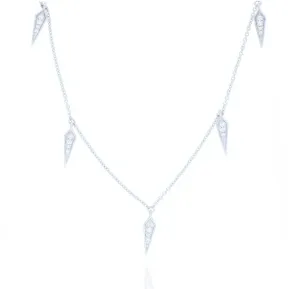18ct White Gold 0.09ct Diamond 5 Point Spear Drop Necklace