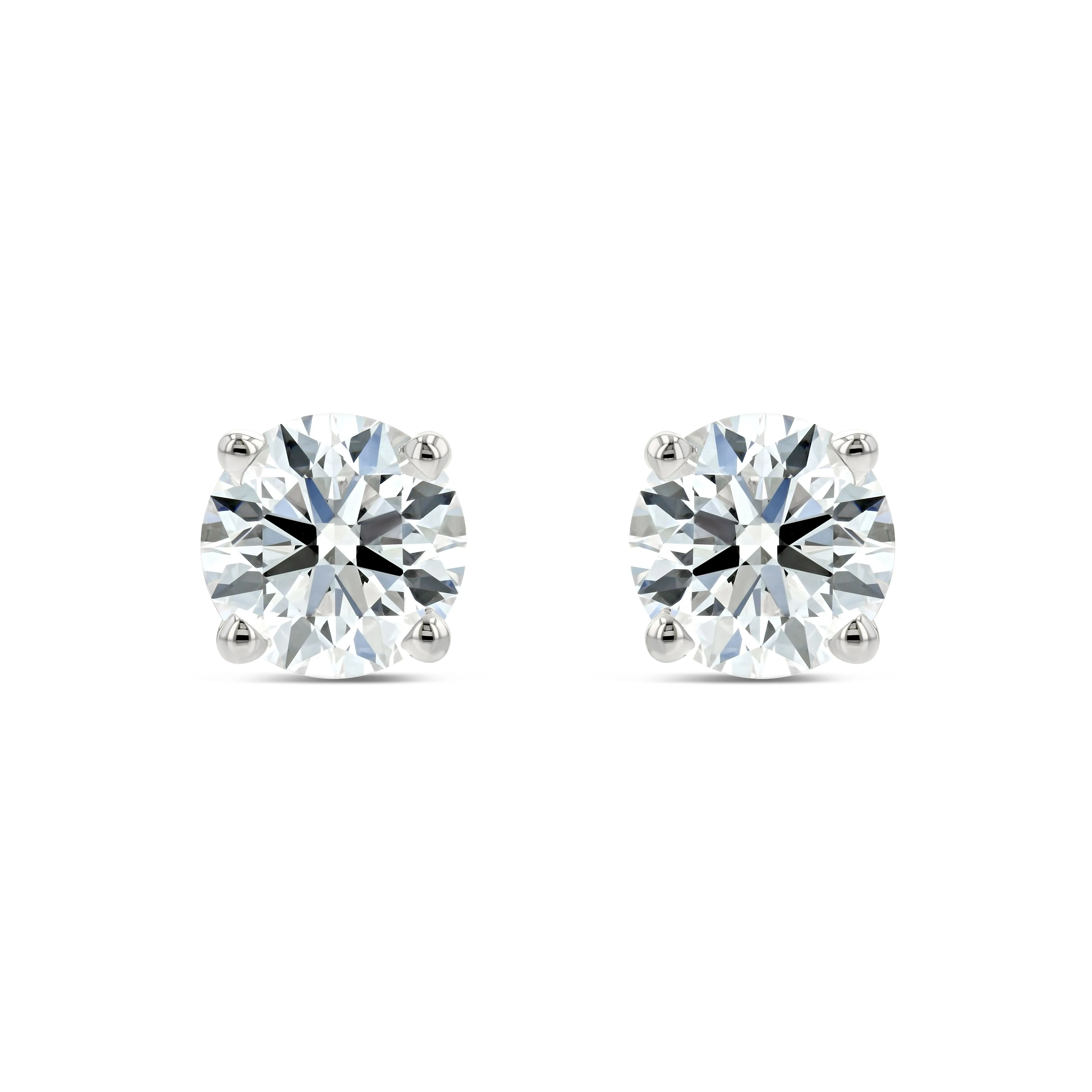 18k White Gold 4-prong Round Diamond Stud Earrings 1/2ctw (4.0mm Ea), M-n Color, Si2-si3 Clarity