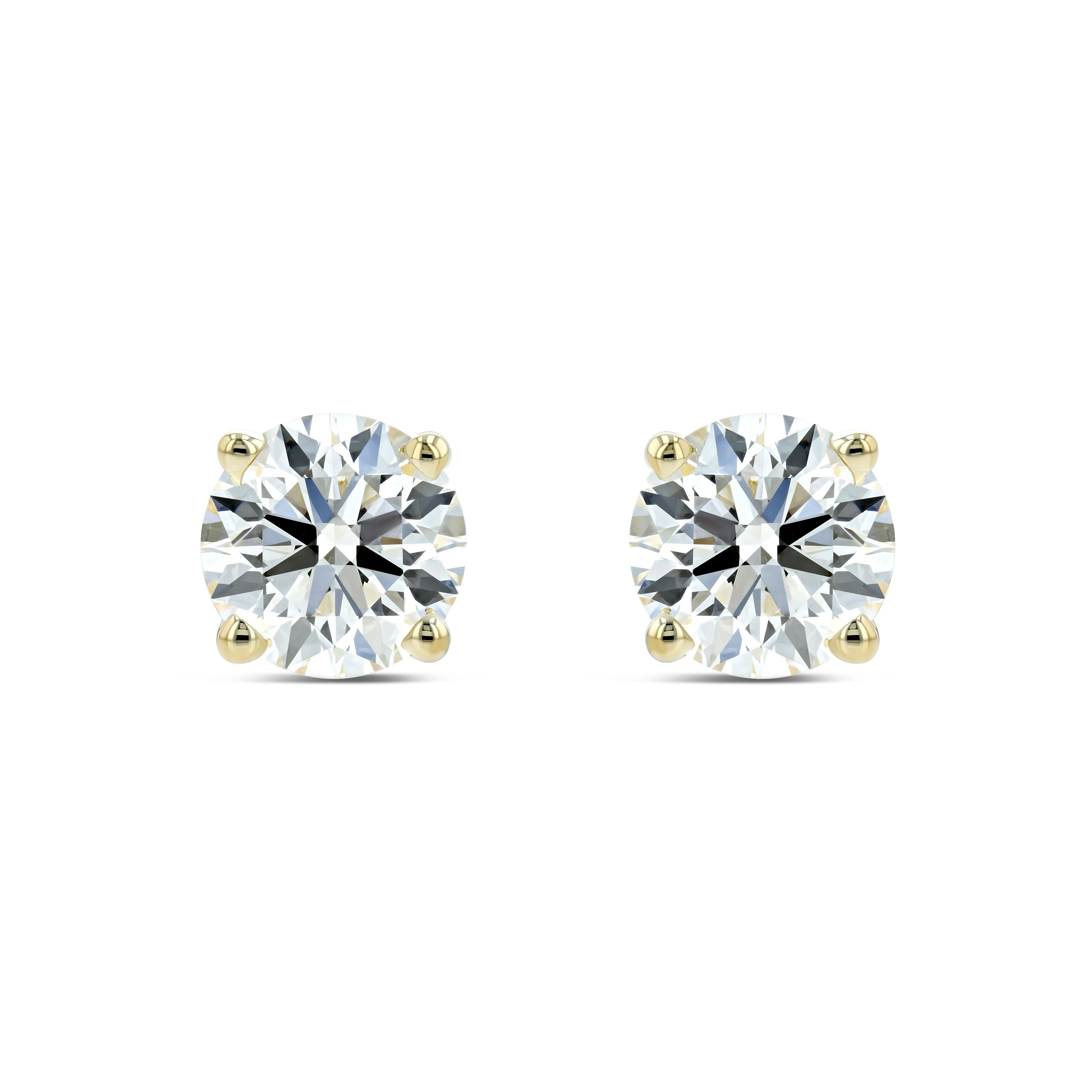18k Yellow Gold 4-prong Round Brilliant Diamond Stud Earrings (0.32 Ct. T.w., Vs1-vs2 Clarity, F-g Color)