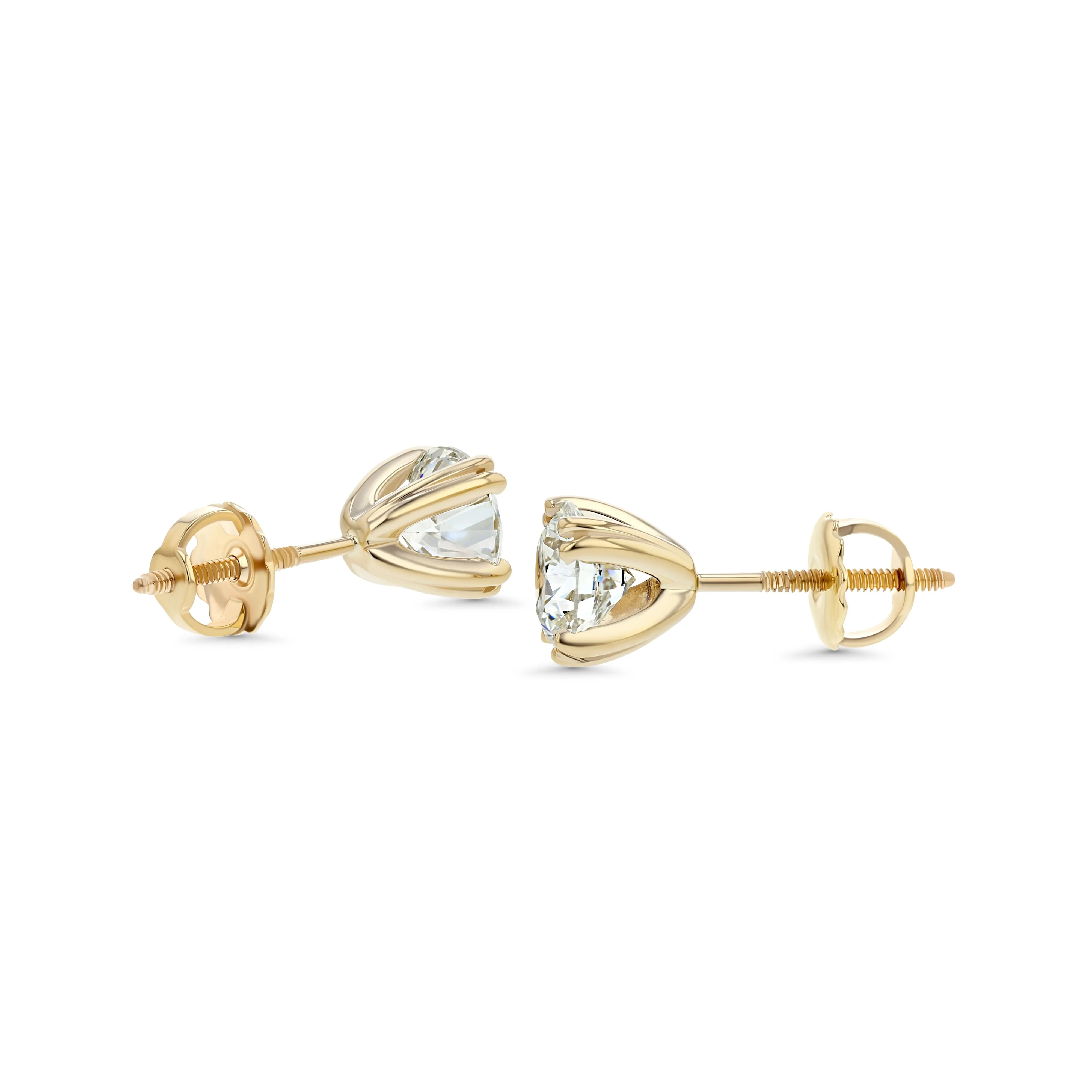 18k Yellow Gold 8-prong Round Brilliant Diamond Stud Earrings (1.06 Ct. T.w., Vs1-vs2 Clarity, H-i Color)