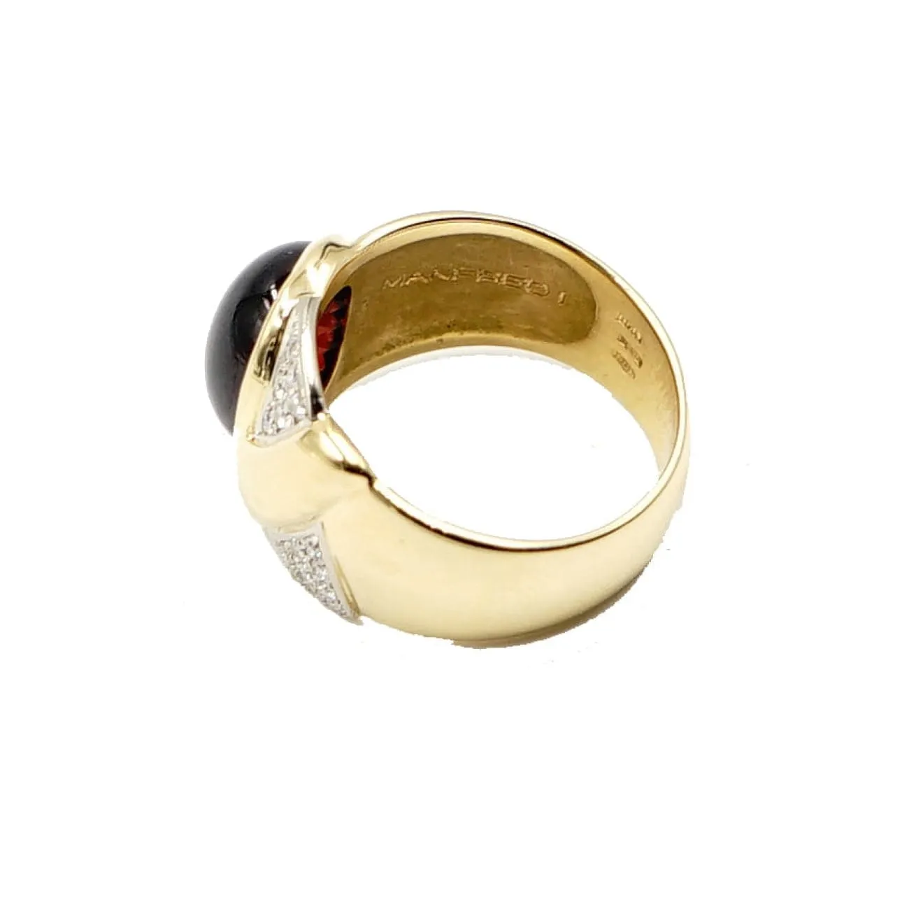 18k Yellow Gold Oval Rhodolite  Diamond Ring