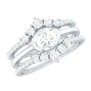 2 CT Oval Moissanite Trio Wedding Ring Set