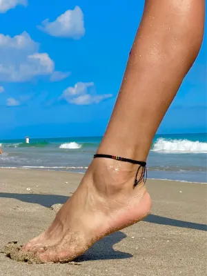 2-PACK Black Skittles Ankle Bracelets