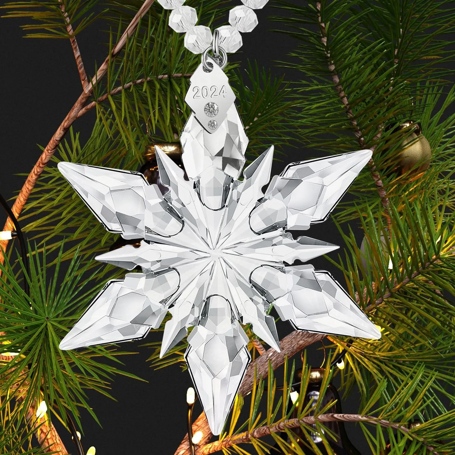 2024 Annual Edition Ornament, Nashar Limited Edition Crystal Snowflake Pendant for Loved One (Clear)