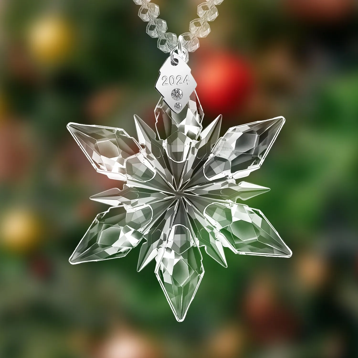 2024 Annual Edition Ornament, Nashar Limited Edition Crystal Snowflake Pendant for Loved One (Clear)