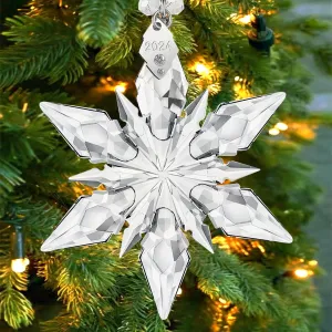 2024 Annual Edition Ornament, Nashar Limited Edition Crystal Snowflake Pendant for Loved One (Clear)