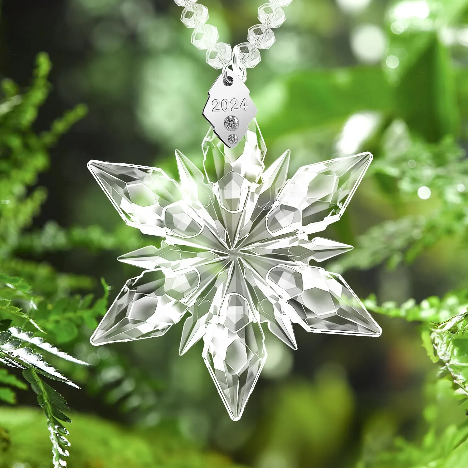 2024 Annual Edition Ornament, Nashar Limited Edition Crystal Snowflake Pendant for Loved One (Clear)