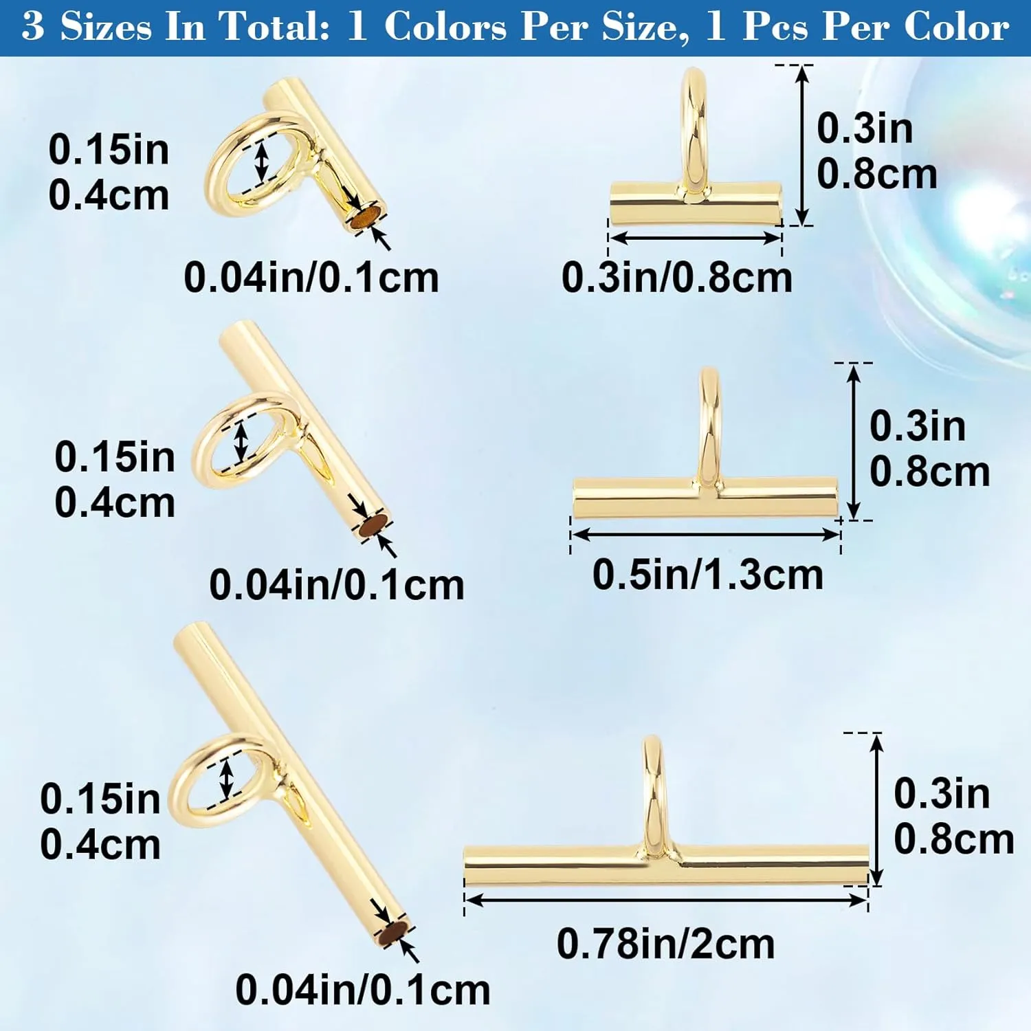 3PCS Pin to Pendant Converters, Brass Brooch Necklace Adapter, Metal Brooch Pin Converter to Pendant for DIY Jewelry Making, Crafts Accessories - Gold (8 mm, 13 mm, 20 mm)