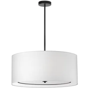 4 Light Incandescent Pendant, Matte Black with White Shade