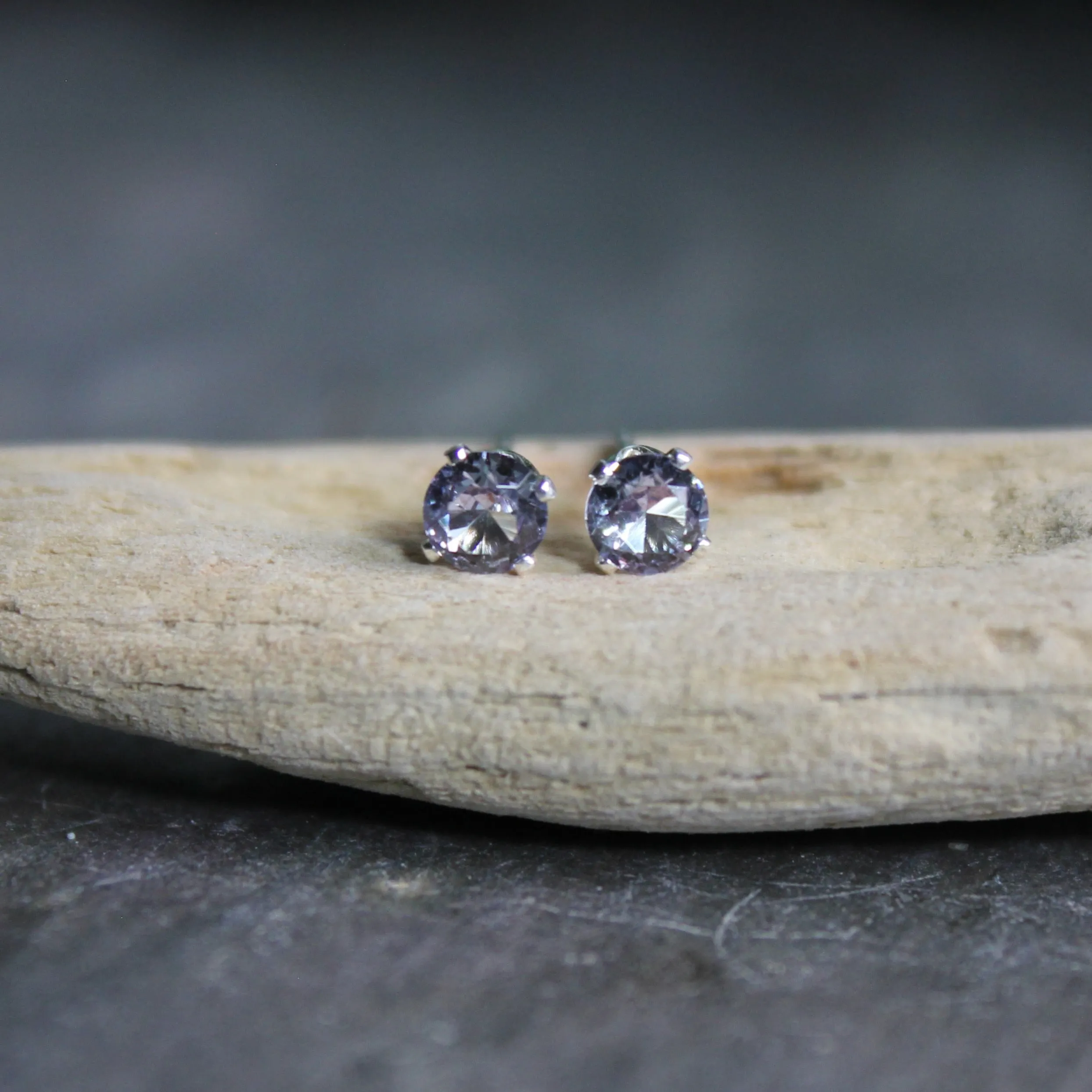 4mm Sterling Silver Alexandrite Stud Earrings
