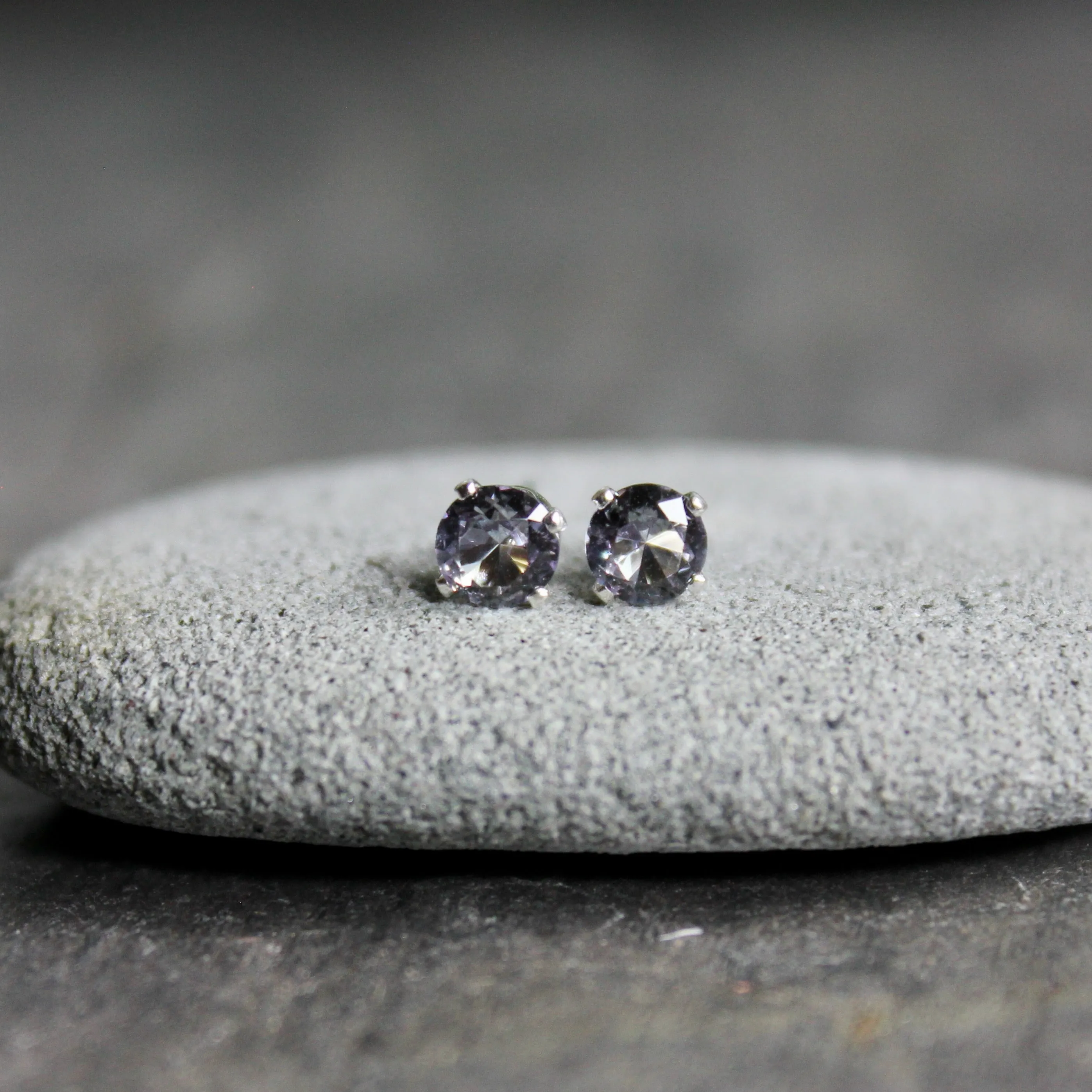 4mm Sterling Silver Alexandrite Stud Earrings