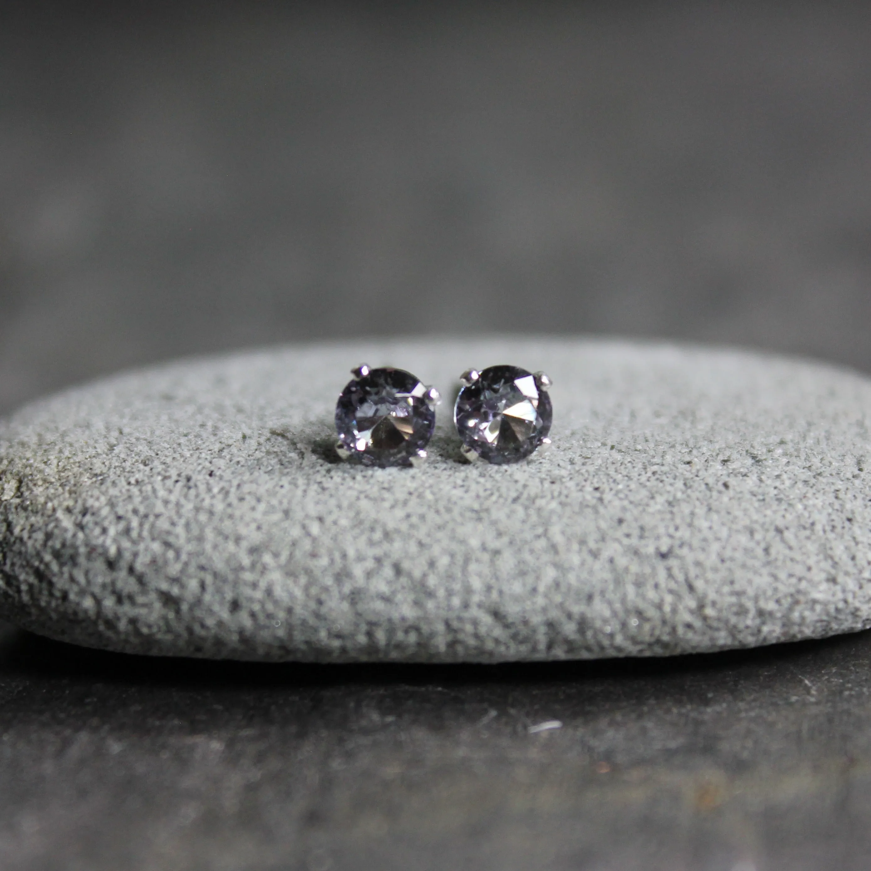 4mm Sterling Silver Alexandrite Stud Earrings