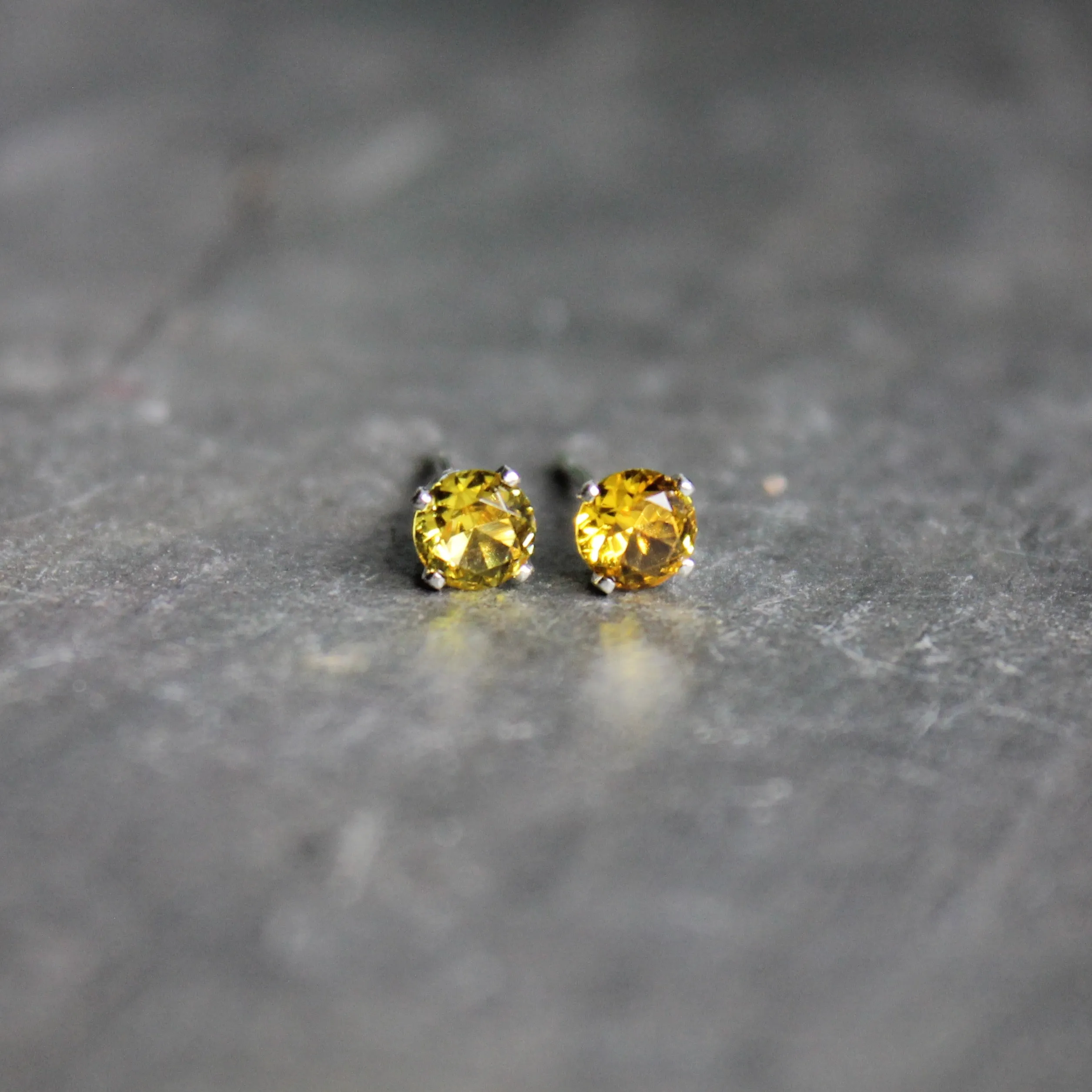 4mm Sterling Silver Yellow Topaz Stud Earrings