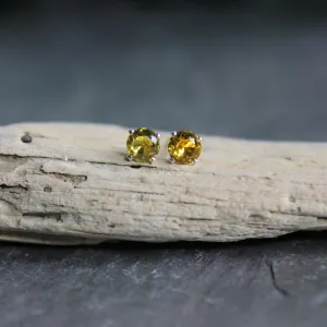 4mm Sterling Silver Yellow Topaz Stud Earrings