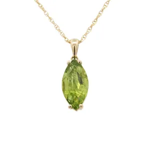 6.88 Carat Peridot Pendant Necklace in 14K Yellow Gold Rope Chain
