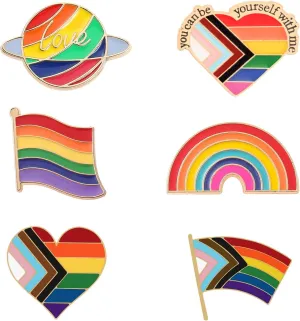 6PCs pride pin rainbow flag lapel pins, lgbtq brooch pins for crafts, clothes, bags, backpack