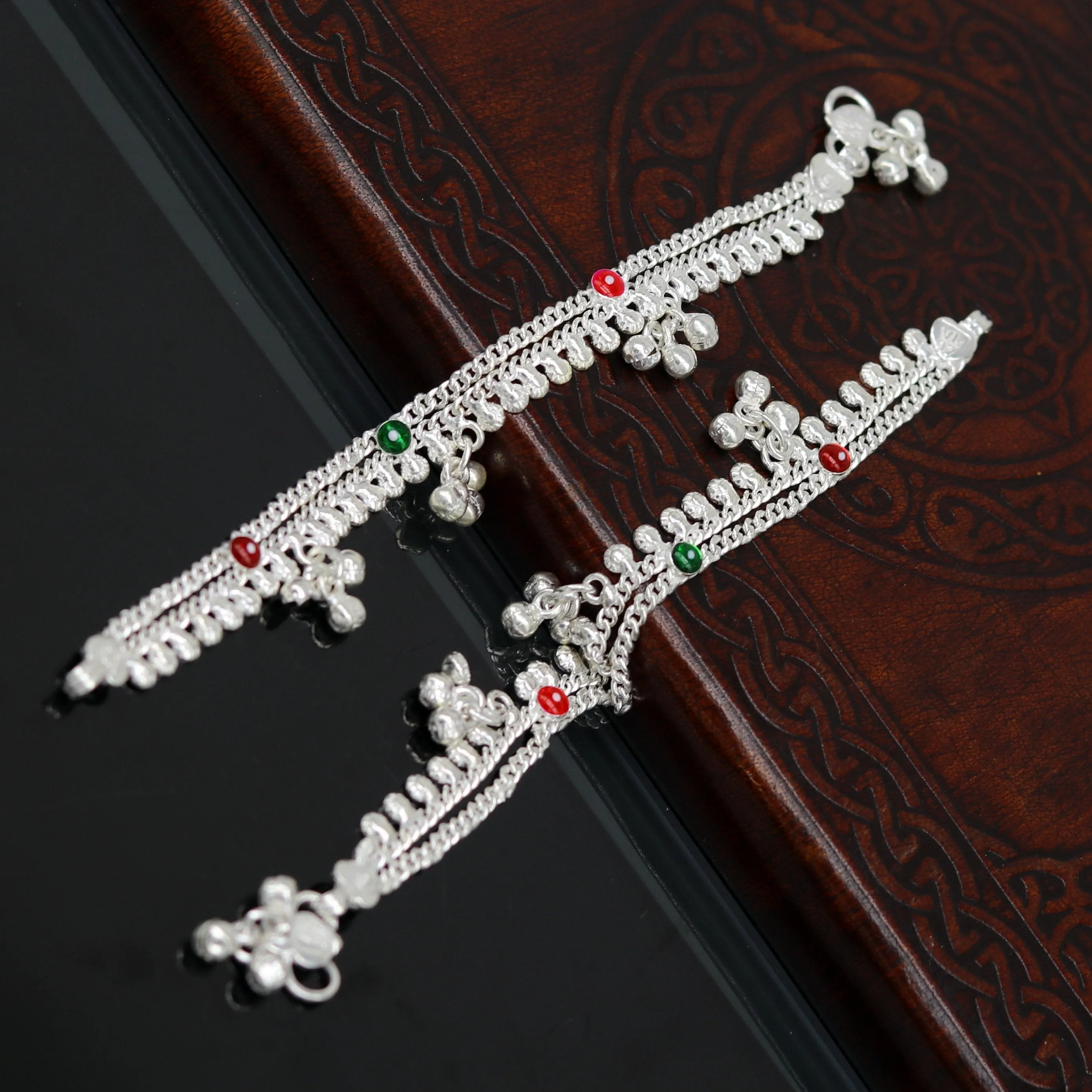 6" new unique fancy design baby anklets bracelet, double chain jingling belly ankle bracelet, unisex gifting kids fashion jewelry ank264