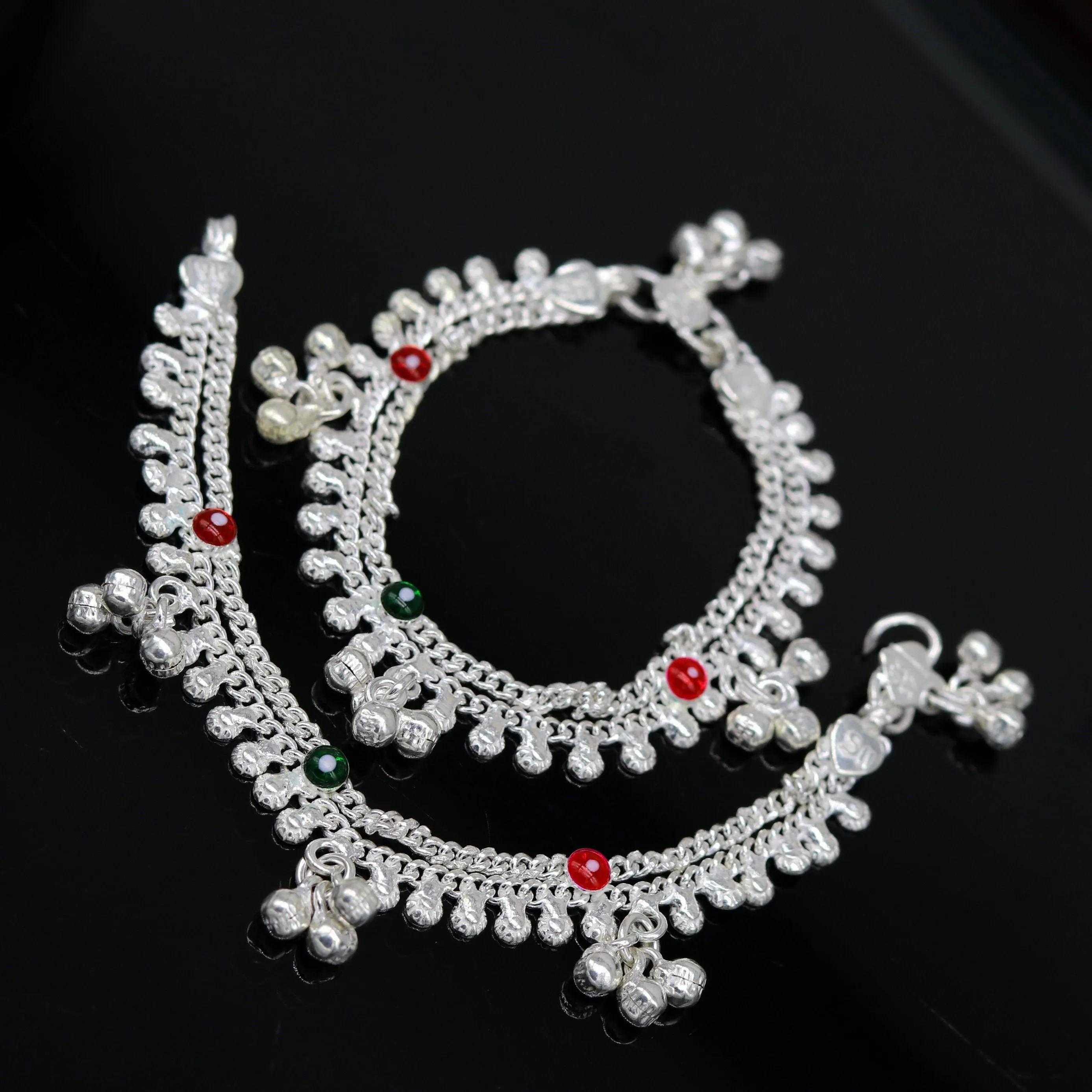 6" new unique fancy design baby anklets bracelet, double chain jingling belly ankle bracelet, unisex gifting kids fashion jewelry ank264