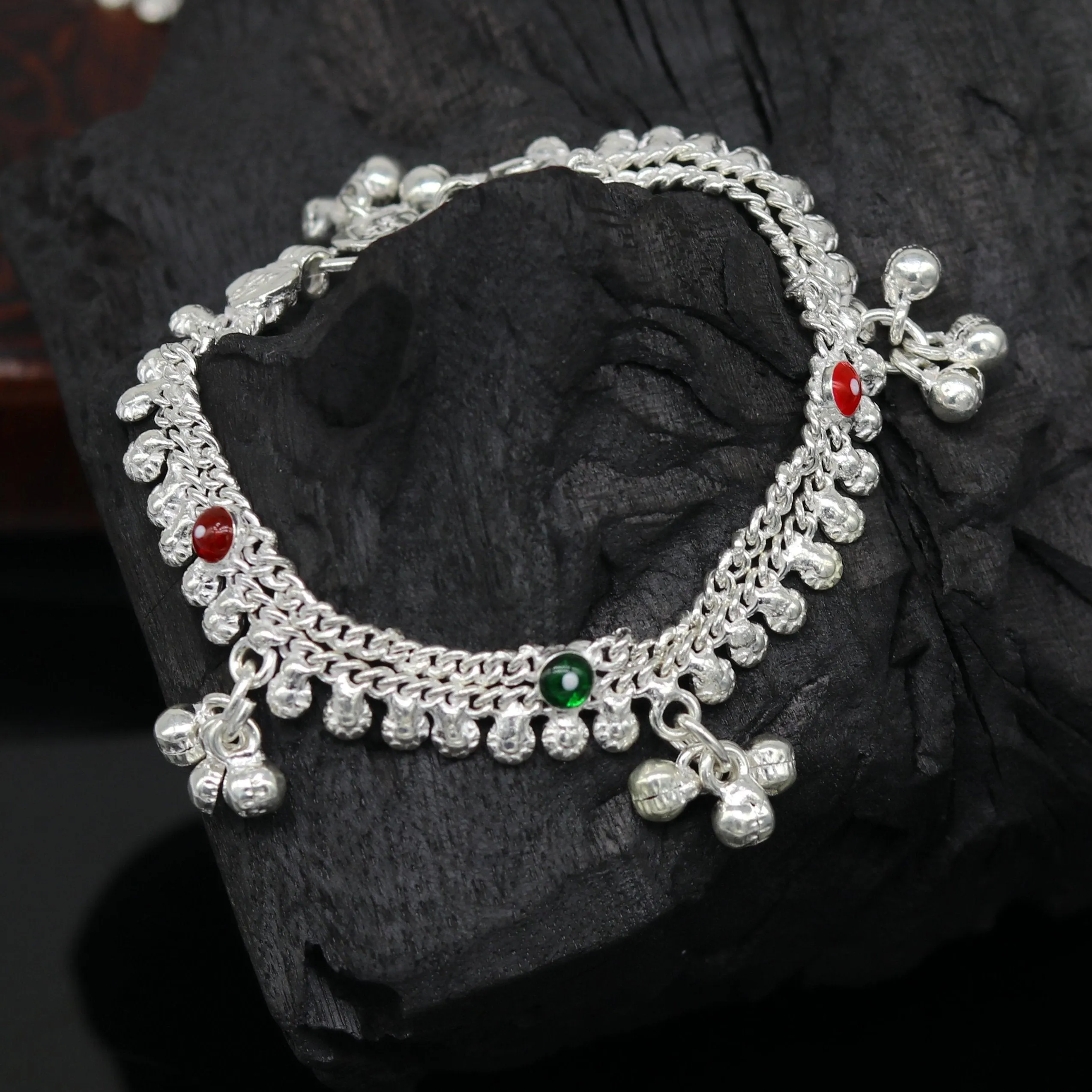 6" new unique fancy design baby anklets bracelet, double chain jingling belly ankle bracelet, unisex gifting kids fashion jewelry ank264