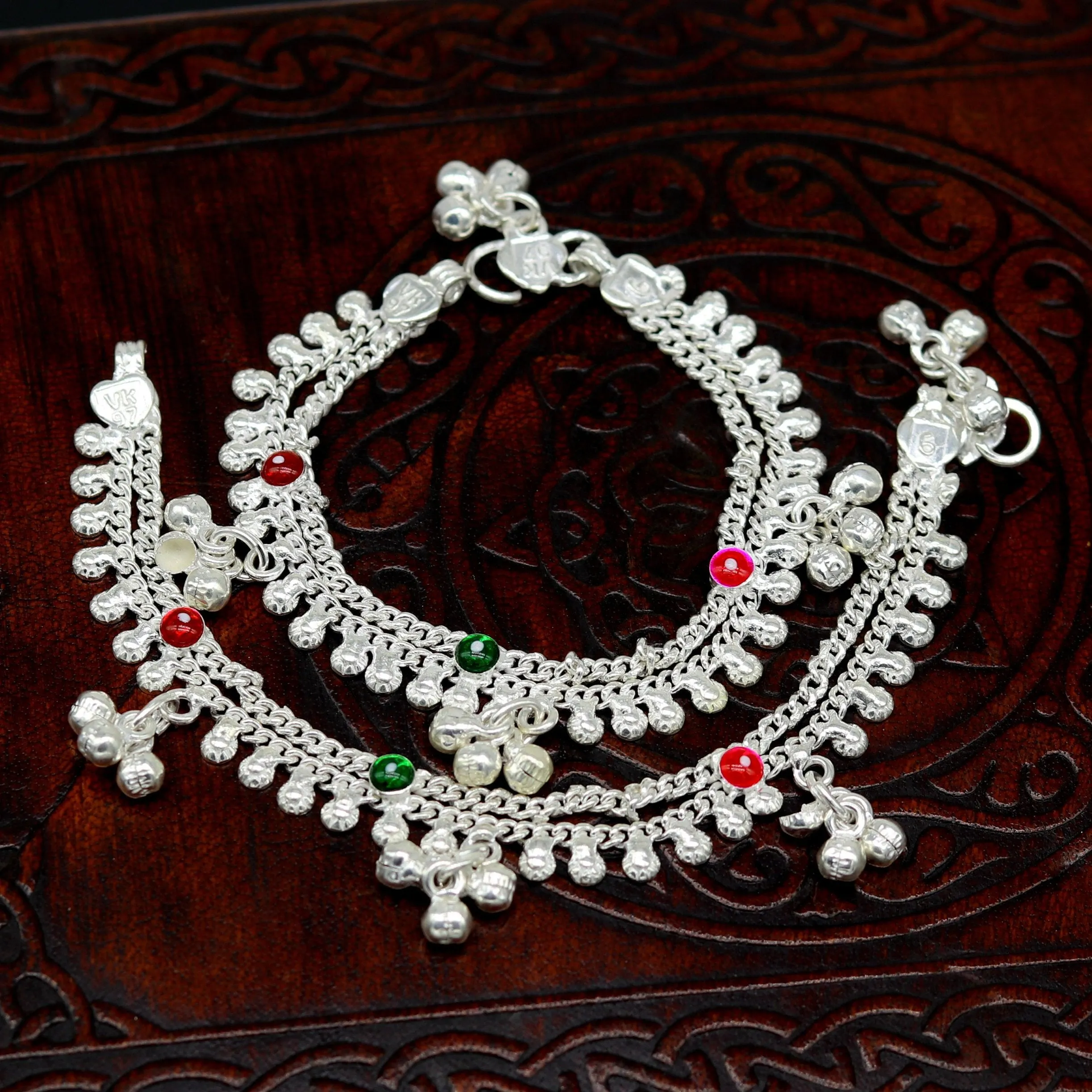 6" new unique fancy design baby anklets bracelet, double chain jingling belly ankle bracelet, unisex gifting kids fashion jewelry ank264