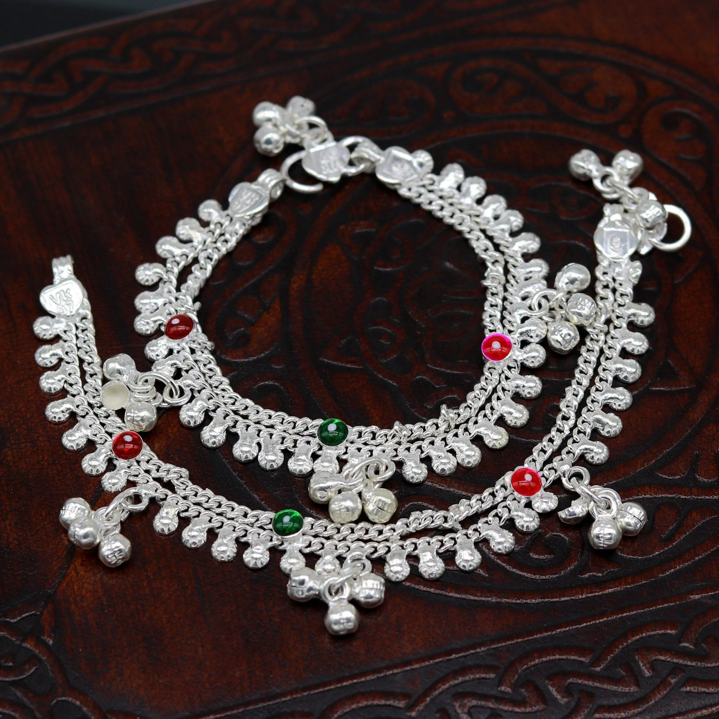 6" new unique fancy design baby anklets bracelet, double chain jingling belly ankle bracelet, unisex gifting kids fashion jewelry ank264