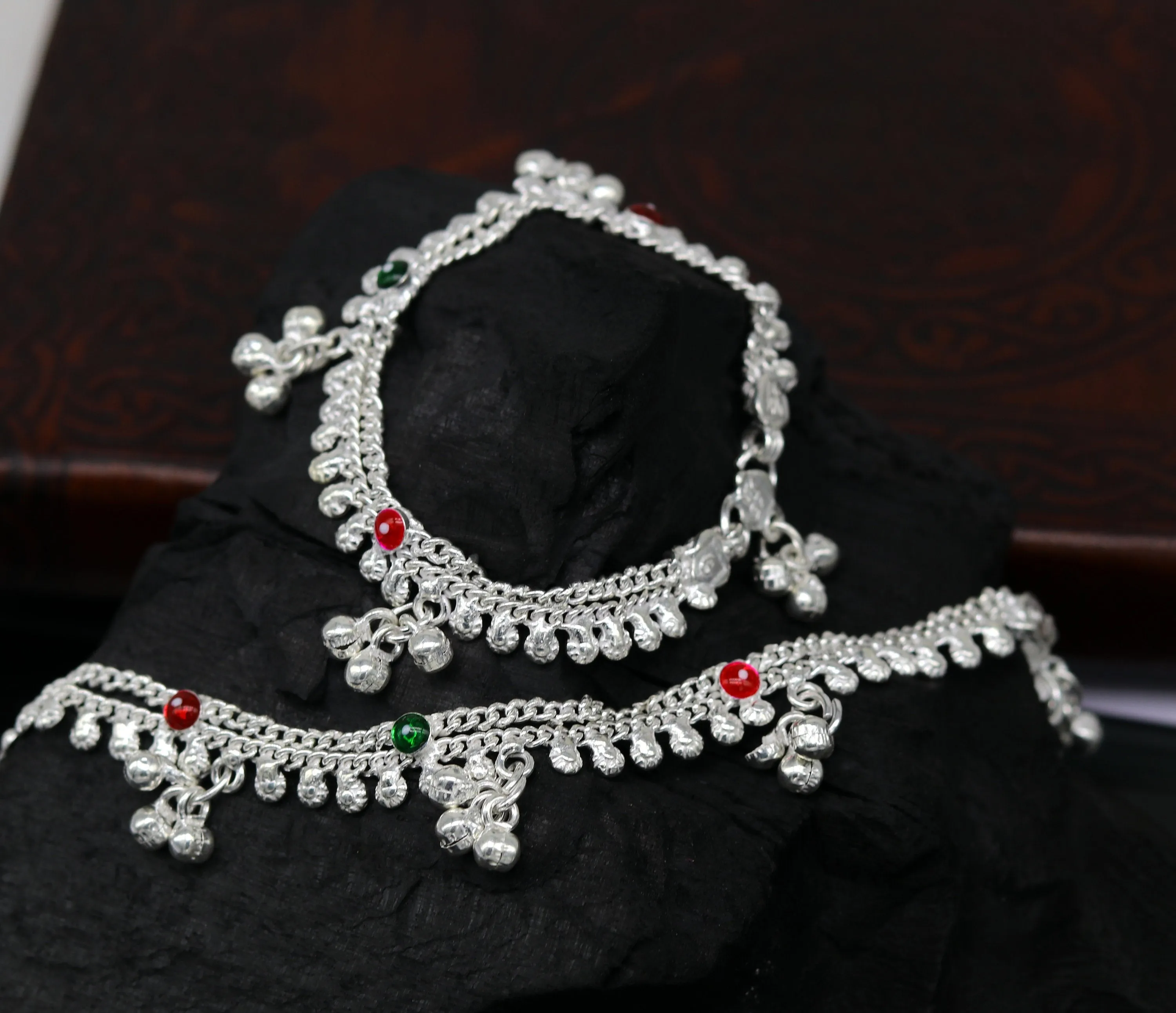 6" new unique fancy design baby anklets bracelet, double chain jingling belly ankle bracelet, unisex gifting kids fashion jewelry ank264