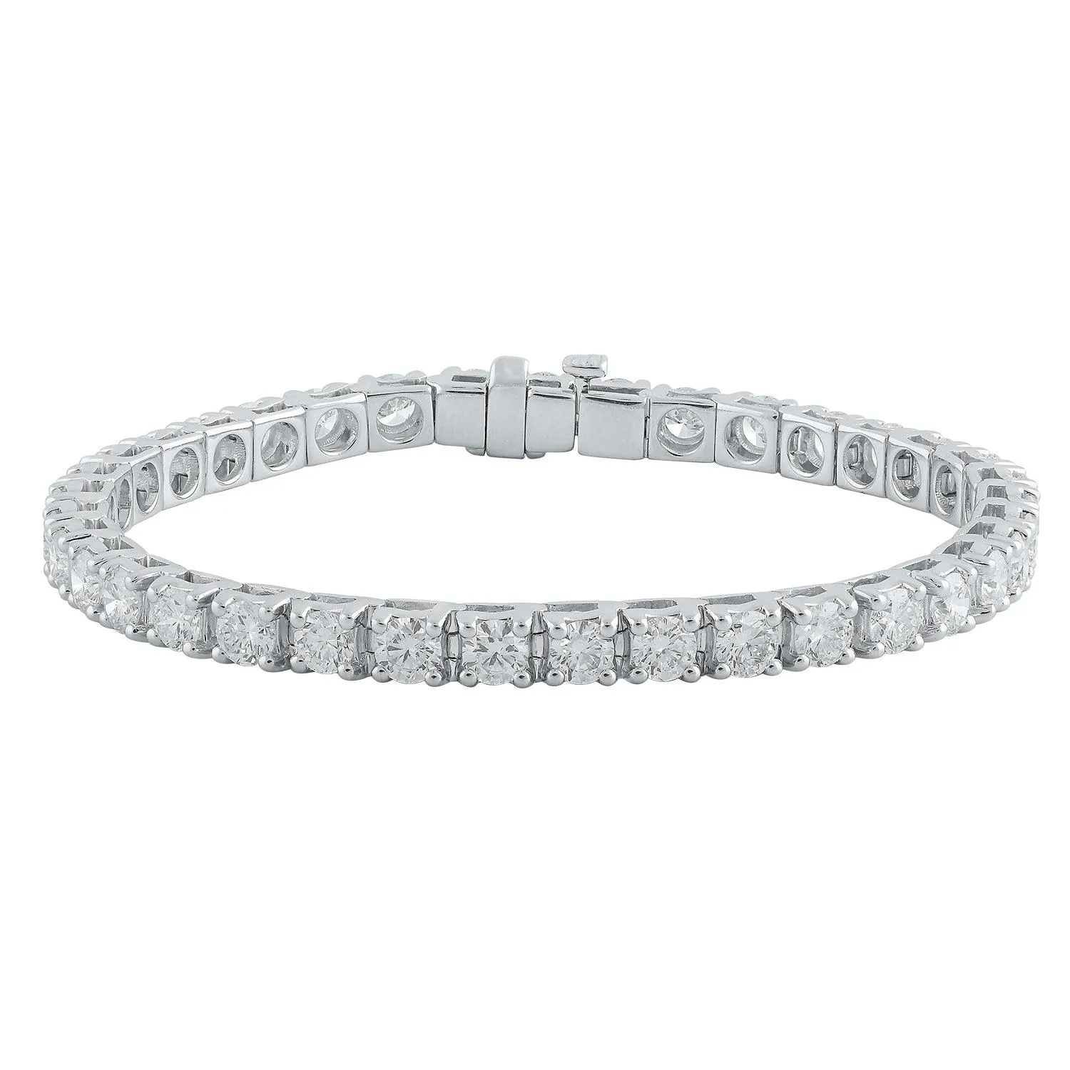 7.50 Carat Round White Diamond Ladies Tennis Bracelet In 14k White Gold