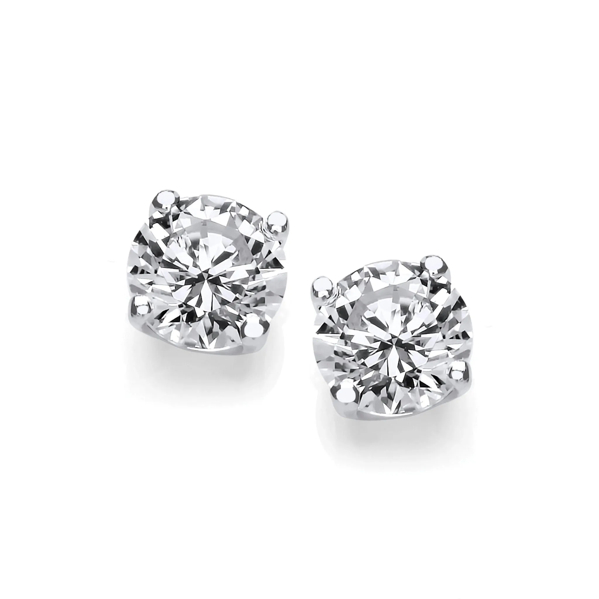 7mm Silver CZ Simple Solitaire | Studs