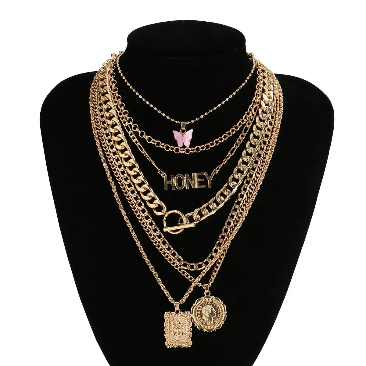 7pcs Buckle Butterfly Necklace