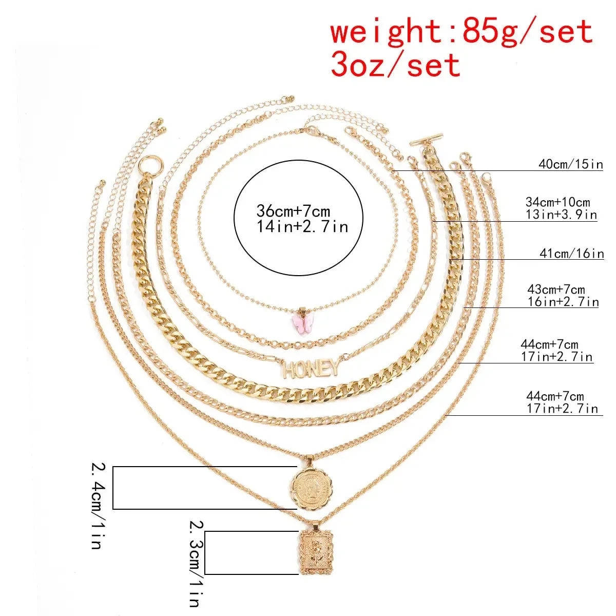 7pcs Buckle Butterfly Necklace