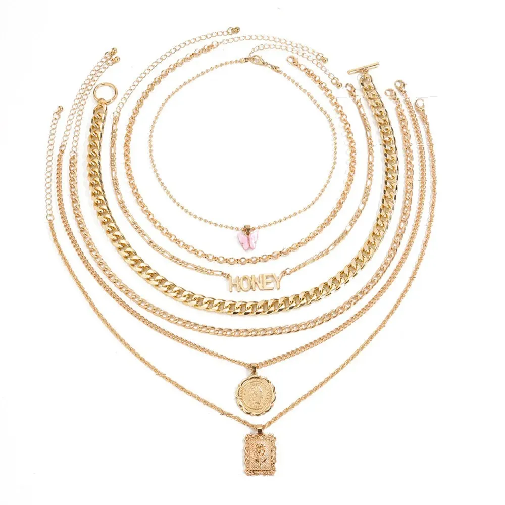 7pcs Buckle Butterfly Necklace