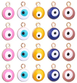 80pcs Alloy Enamel Pendants Charms Evil Eye Beads Findings for Bracelet Earring Necklace Key Chain DIY Craft Making