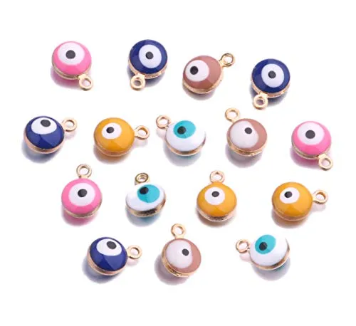 80pcs Alloy Enamel Pendants Charms Evil Eye Beads Findings for Bracelet Earring Necklace Key Chain DIY Craft Making
