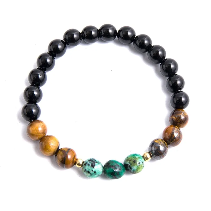 8mm Black Onyx Yellow Tiger Eye African Turquoise 108 Mala Necklace Sets