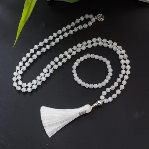 8mm Chatoyant Cat's Eye Stone Cyclophane Beads Knotted 108 Mala Necklace