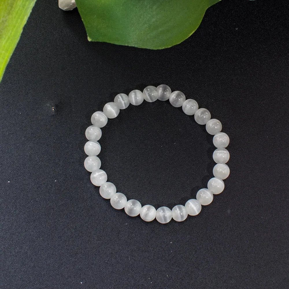8mm Chatoyant Cat's Eye Stone Cyclophane Beads Knotted 108 Mala Necklace
