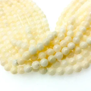 8mm Faceted Dyed Blush Beige Natural Jade Round/Ball Shaped Beads with 1mm Beading Holes - Sold by 15.25" Strands (Approximately 47 Beads)