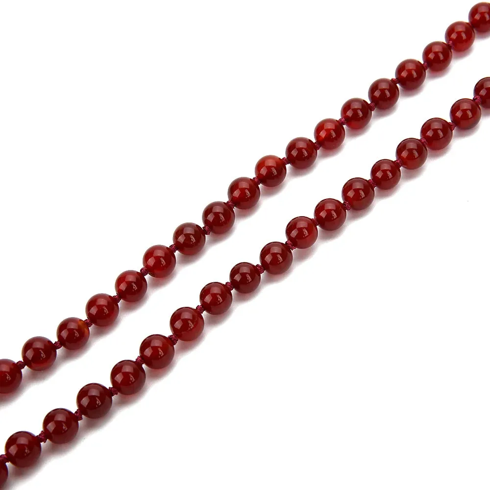 8mm Natural Carnelian Beaded Knotted Necklace Meditation Yoga Blessing Jewelry 108 Japamala Rosary