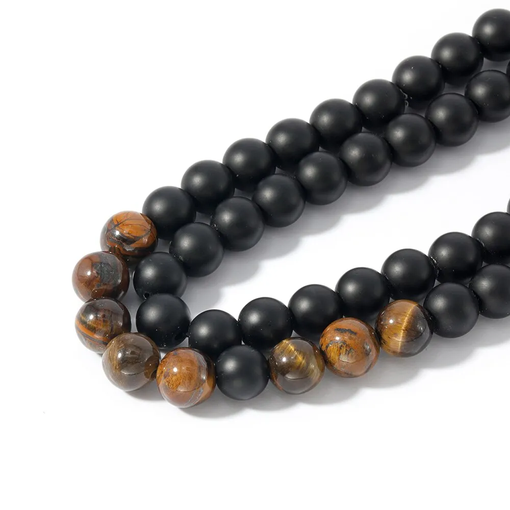 8mm Yellow Tigers Eye, Matte Black Onyx, Japamala Sets, Spiritual Yoga